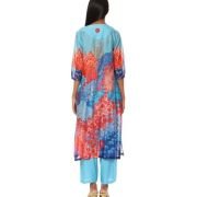 Blue Powder Chanderi Printed Kurta Bottom Set for Women