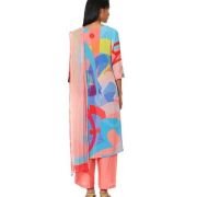 Peach Medium Crepe Printed Kurta Bottom Set for Women
