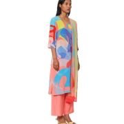 Peach Medium Crepe Printed Kurta Bottom Set for Women