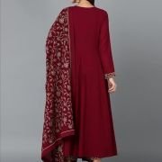 Vaamsi Women’s Georgette Embroidered Flared Angrakha Pant With Dupatta With Inner