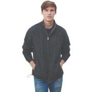Men’s Irish Wool Sweater, Full Zip, Front Pockets, Lined Interior, Gray