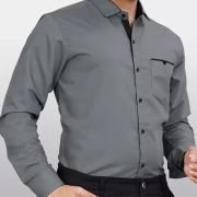 Men’s Regular Fit Solid Soft Touch Cotton Casual Shirt with Pocket Design with Spread Collar & Full Sleeves