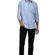 Louis Philippe Men’s Easy to Care Cotton Slim fit Solid Casual Shirt with Natural Stretch