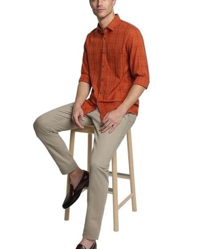 Peter England Men’s Checkered Casual Everyday Full Sleeve Shirt | 100% Cotton