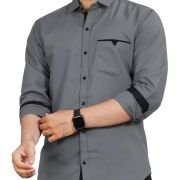 Men’s Regular Fit Solid Soft Touch Cotton Casual Shirt with Pocket Design with Spread Collar & Full Sleeves