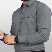 Men’s Regular Fit Solid Soft Touch Cotton Casual Shirt with Pocket Design with Spread Collar & Full Sleeves