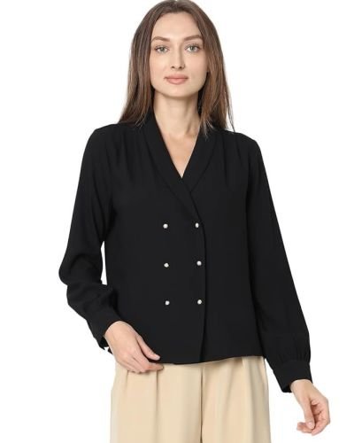 VERO MODA Cuffed Sleeves Shirt Style Top