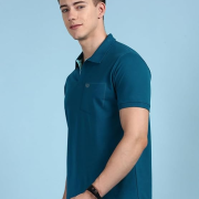 Lux Cozi Men’s Half Sleeve Soild Casual Regular Fit T-Shirt with Chest Pocket | Polo Tshirt for Men