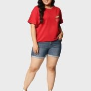 Official Tom & Jerry Merchandise Women’s 100% Cotton Graphic Print Boyfriend Fit Round Neck Plus Size T-Shirt
