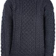 100% Irish Merino Wool Traditional Crew Neck Aran Sweater by Carraig Donn