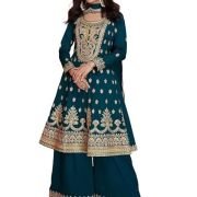 Miss Ethnik Women’s Pink Vichitra Silk Stitched Top With Stitched Vichitra Silk Bottom and Vichitra silk Dupatta Full Sleeve Embroidered Straight Kurta