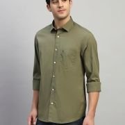 Cantabil Men’s Solid Full Sleeves Spread Collar Casual Shirt
