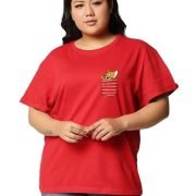 Official Tom & Jerry Merchandise Women’s 100% Cotton Graphic Print Boyfriend Fit Round Neck Plus Size T-Shirt
