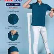 Lux Cozi Men’s Half Sleeve Soild Casual Regular Fit T-Shirt with Chest Pocket | Polo Tshirt for Men