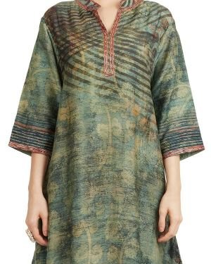 Green Cyan Banarasi Kurta Bottom Set