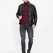 GUESS Maroon Polyamide Blend Solid Pullover Sweater