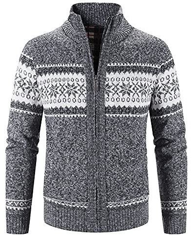 Cardigan Sweaters for Men,Mens Zipper Cardigan Sweater Mens Casual Slim Full-Zip Solid Thick Knitted Outerwear Winter