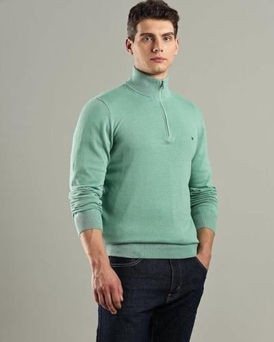 Solid Regular-Fit Cotton Sweater