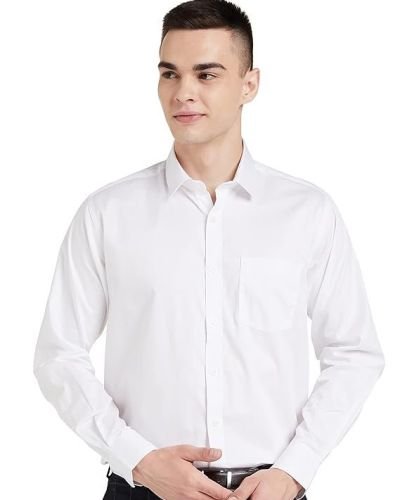 Men’s Solid Cotton Formal Shirt | Plain | Full Sleeve – Regular Fit