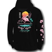 Society Flamingo Blossom Mens Hoodie – Black