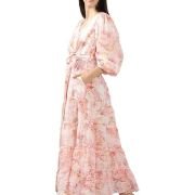 VERO MODA Floral Print Bishop Sleeve Layered Fit & Flare Maxi Dress