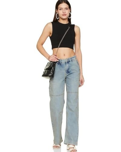 INKAST Regular Women’s High Waist Full Length Cargo Loose Fit Jeans