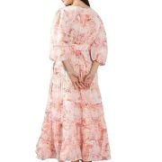 VERO MODA Floral Print Bishop Sleeve Layered Fit & Flare Maxi Dress