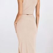 Women’s 2 Piece Summer Outfits Crewneck Tank Tops Split Bodycon Midi Skirt Set