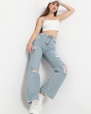 AKA CHIC High Rise Womens Flare Fit Jeans