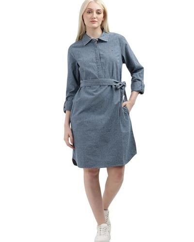 Tommy Hilfiger Women’s Cotton Blend Shirt Below The Knee Casual Dress