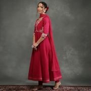 BIBA Women Bal Silk Chanderi Floral Anarkali Suit Set