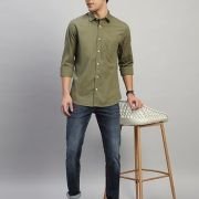 Cantabil Men’s Solid Full Sleeves Spread Collar Casual Shirt
