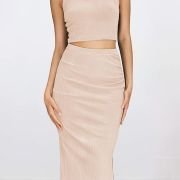 Women’s 2 Piece Summer Outfits Crewneck Tank Tops Split Bodycon Midi Skirt Set