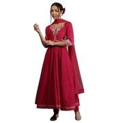 BIBA Women Bal Silk Chanderi Floral Anarkali Suit Set
