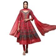 BIBA Women Cotton Anarkali Kurta Churidar Suit Set