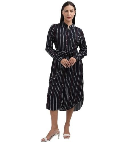 Hilfiger Women’s Rayon Blend Shirt Knee-Length Casual Dress