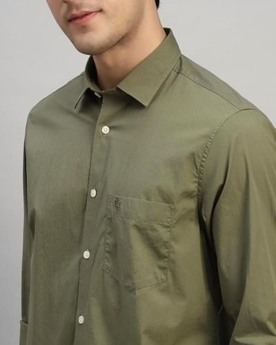 Cantabil Men’s Solid Full Sleeves Spread Collar Casual Shirt
