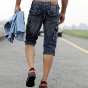 Idopy Men`s Cargo Denim Biker Jeans Shorts With Zippers