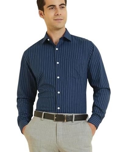 Allen Solly Men’s Cotton Classic Fit Stripe Formal Shirt