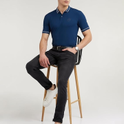 Peter England Men’s Regular Fit Insignia Half Sleeve Polo T-Shirt | Cotton Rich | Premium Pique Weave