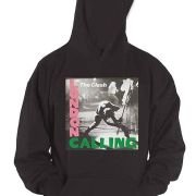 Clash Hoodie London Calling Band Logo Official Mens Black Pullover