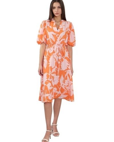 VERO MODA Women’s Polyester Fit and Flare Midi Dress