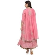 BIBA Women Cotton Blend Anarkali Embroidered Kurta Suit Set