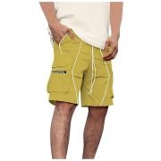 Men’s Shorts Fashion Men’s Pure Color Casual Straight Tooling Wind Cropped Trousers