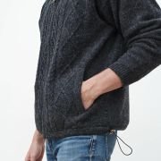 Men’s Irish Wool Sweater, Full Zip, Front Pockets, Lined Interior, Gray