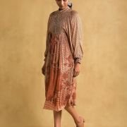 Titu Kumar Rust Micro Print Embroidered Dress