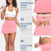 Pleated Tennis Skirts for Women High Waisted Athletic Golf Skorts with Pockets Shorts Running Workout Clothes, Light Pink, Small