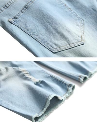Litteking Men’s Ripped Jean Shorts Casual Distressed Denim Shorts Summer Short Pants with Pockets