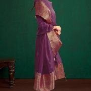 Janasya Women’s Organza Jacquard Straight Kurta Set