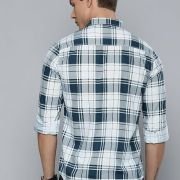The Indian Garage Co Men’s Cotton Slim Fit Checkered Full Sleeves Cutaway Collar Casual Shirt